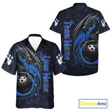 Load image into Gallery viewer, Black And Blue Custom Dragon Bowling Button-up Shirts, Dragon Hawaiian Bowling Team Shirts NQS11620