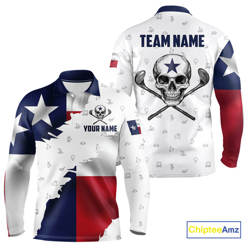Texas Flag Golf Clubs Skull Golf Camo Men golf polo shirts Custom Patriotic Golf Team Jerseys NQS9936