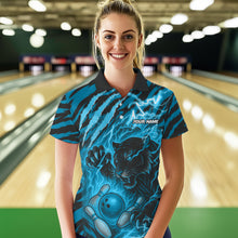 Load image into Gallery viewer, Personalized Tiger Bowling Shirts For Women, Blue Flame Lightning Thunder Tiger Team Bowling Jerseys NQS11232