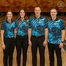 Load image into Gallery viewer, Personalized Tiger Bowling Shirts For Women, Blue Flame Lightning Thunder Tiger Team Bowling Jerseys NQS11232