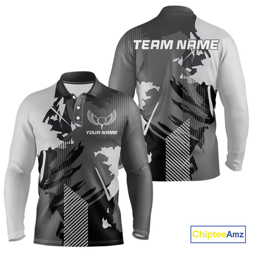 Personalized Gray camo Golf polo shirts for men custom camo golf shirts, unique golf gifts NQS9944
