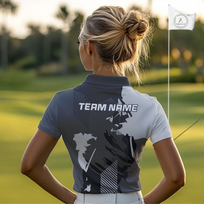 Personalized Gray camo Golf polo shirts for women custom camo golf shirt, unique golf gifts NQS9944