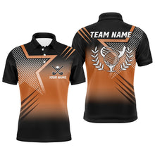 Load image into Gallery viewer, Black and orange star pattern Mens golf polo shirts custom men&#39;s golf apparel, golfing gifts NQS7797