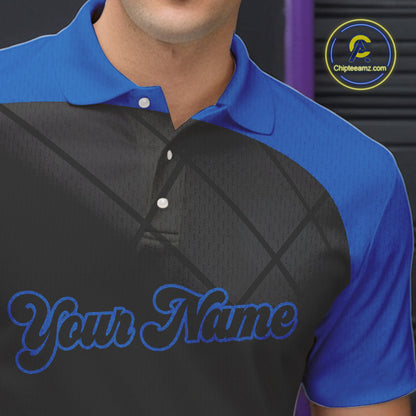 Black and blue bowling league jersey custom Mens Bowling Polo, 1/4 zip Shirt, gifts for men bowler NQS10095