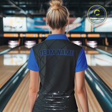 Load image into Gallery viewer, Black &amp; blue bowling league jersey custom Women Bowling Polo, 1/4 zip Shirt, gifts for ladies bowler NQS10095