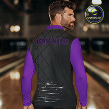 Load image into Gallery viewer, Black and Purple bowling league jersey custom Mens Bowling Polo, 1/4 zip Shirt, gifts for men bowler NQS10097