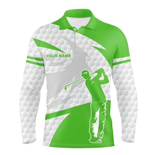 Green and white golf ball pattern Mens golf polo shirts custom golf outfits for men, unique golf gifts NQS8029