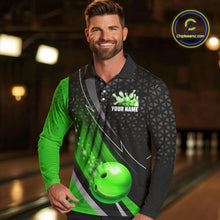 Load image into Gallery viewer, Black and Green Bowling Camo Polo, 1/4 Zip Shirt for Men Custom Team Bowling jerseys, Bowler Outfit NQS10425