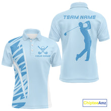 Load image into Gallery viewer, Blue matching golf polo shirts for couples custom couples golf outfits, Gift for golf lovers NQS10850