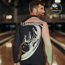 Load image into Gallery viewer, Pink and Green Gradient Bowling Shirts For Men Custom Bowling Team League Jersey, Gift For Bowler NQS10433