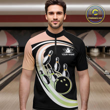 Load image into Gallery viewer, Pink and Green Gradient Bowling Shirts For Men Custom Bowling Team League Jersey, Gift For Bowler NQS10433