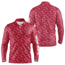 Load image into Gallery viewer, Pink Heart Wings pattern Mens golf polo shirts custom Valentines golf shirts for mens, gift for him NQS9369
