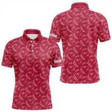 Load image into Gallery viewer, Pink Heart Wings pattern Mens golf polo shirts custom Valentines golf shirts for mens, gift for him NQS9369
