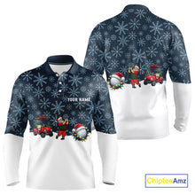 Load image into Gallery viewer, Blue snowflake pattern Christmas Golf Polo Shirts For Men custom mens golf attire, unique golf gifts NQS10865