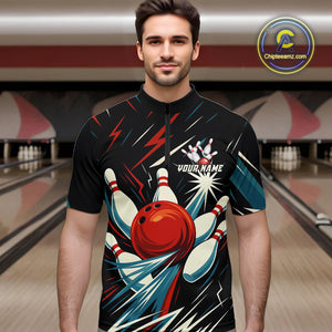 Lightning Thunder Retro Bowling Shirts For Men Custom Bowling Team League Jersey, Gift For Bowlers NQS10867