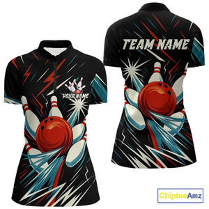 Lightning Thunder Retro Bowling Shirts For Women Custom Bowling Team League Jersey, Gift For Bowlers NQS10867