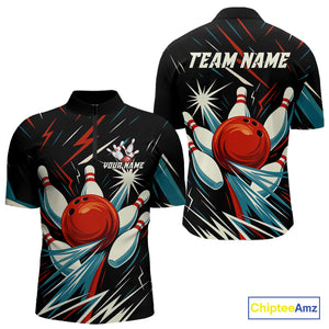 Lightning Thunder Retro Bowling Shirts For Men Custom Bowling Team League Jersey, Gift For Bowlers NQS10867