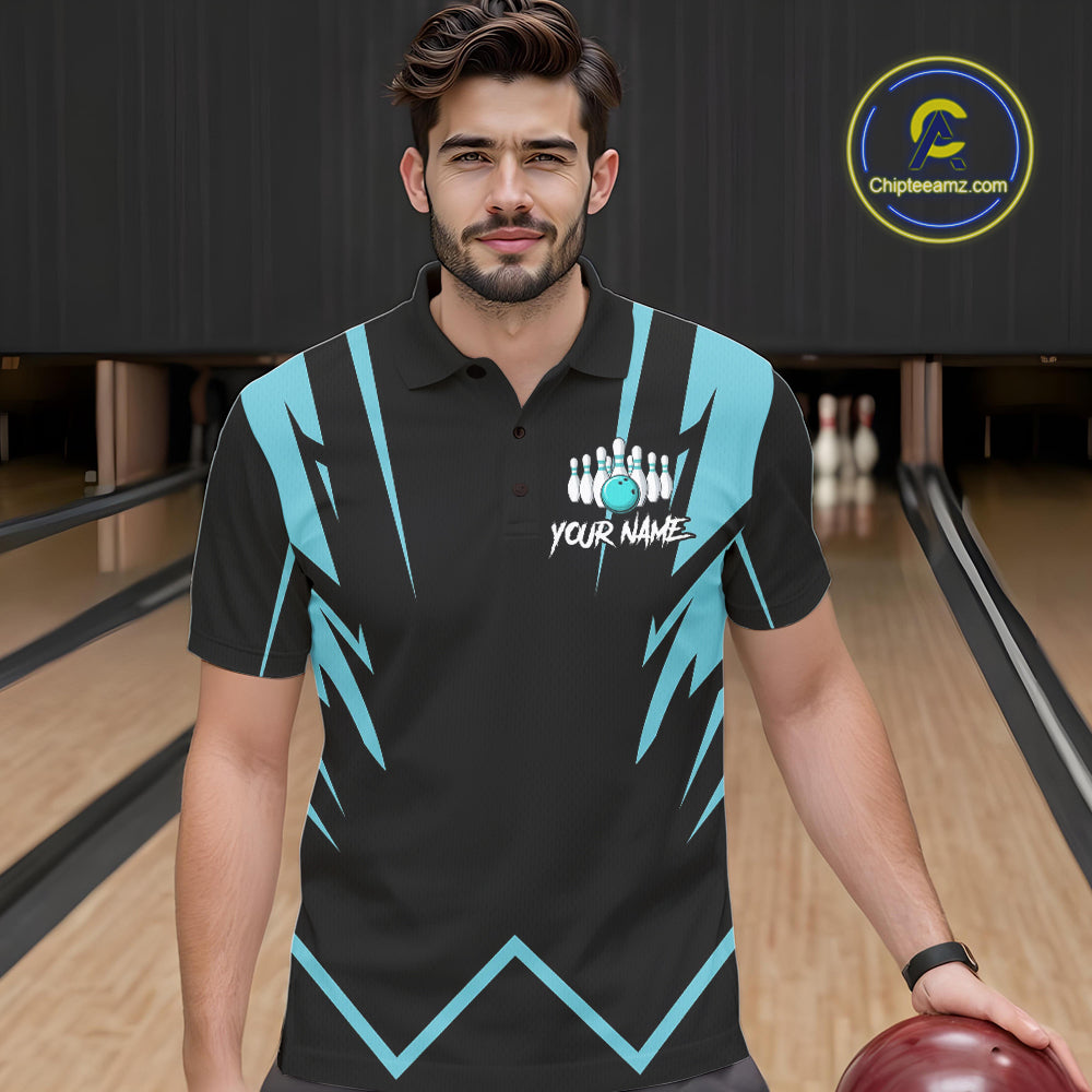 Black and Blue Reaper Skull lightning Bowling Shirts for Men Custom Skull Team Bowling league jersey NQS10869