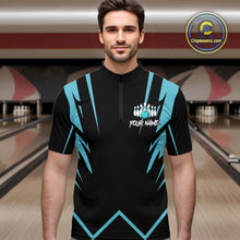 Load image into Gallery viewer, Black and Blue Reaper Skull lightning Bowling Shirts for Men Custom Skull Team Bowling league jersey NQS10869