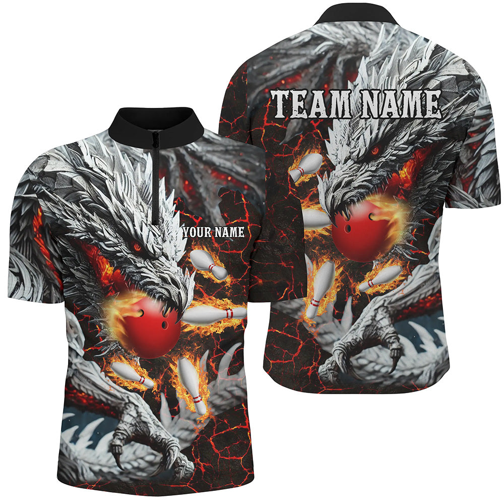 Red Magma Custom Dragon Flame Bowling Team Shirts Men Bowling League Jerseys Bowler Outfit NQS8252