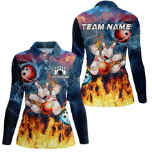 Load image into Gallery viewer, Water fire lightning thunder Bowling Polo, Quarter zip Shirt For Women custom bowling team jerseys NQS8464