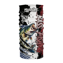 Load image into Gallery viewer, Red, white and blue Largemouth Bass fishing American Flag Custom patriotic Bass fishing shirts NQS9530