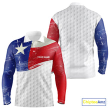 Load image into Gallery viewer, Mens golf polo shirts Texas flag patriotic custom name golf shirts for men, gift for the golfers NQS9968