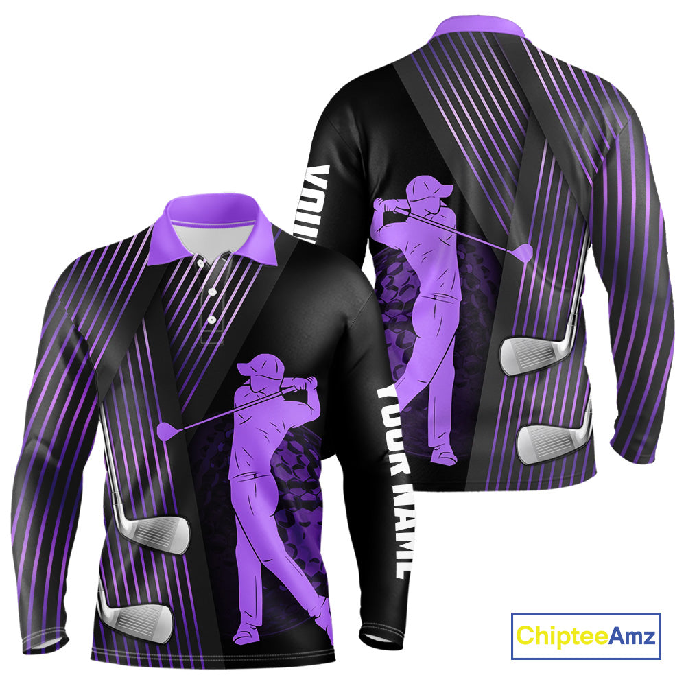 Black and purple Mens golf polo shirts custom golf clubs team golf shirts, golf tops for men NQS10118