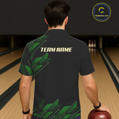 Black & Green Camo Skull Lightning Bowling Hawaiian shirt Custom Team bowling button-up shirt NQS11657