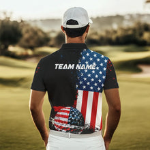 Load image into Gallery viewer, Black American Flag Mens Golf Polo Shirts Custom Golf attire for men, patriotic golf gifts NQS9696