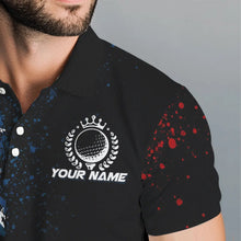 Load image into Gallery viewer, Black American Flag Mens Golf Polo Shirts Custom Golf attire for men, patriotic golf gifts NQS9696