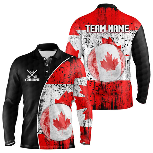 Personalized Black Camo Golf Polo Shirts For Men Custom Canadian Flag patriotic golf shirts outfit NQS9699