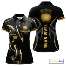 Load image into Gallery viewer, Black and Gold crown Women golf polo shirts Custom Golf Team jerseys, cool golf gifts NQS10125