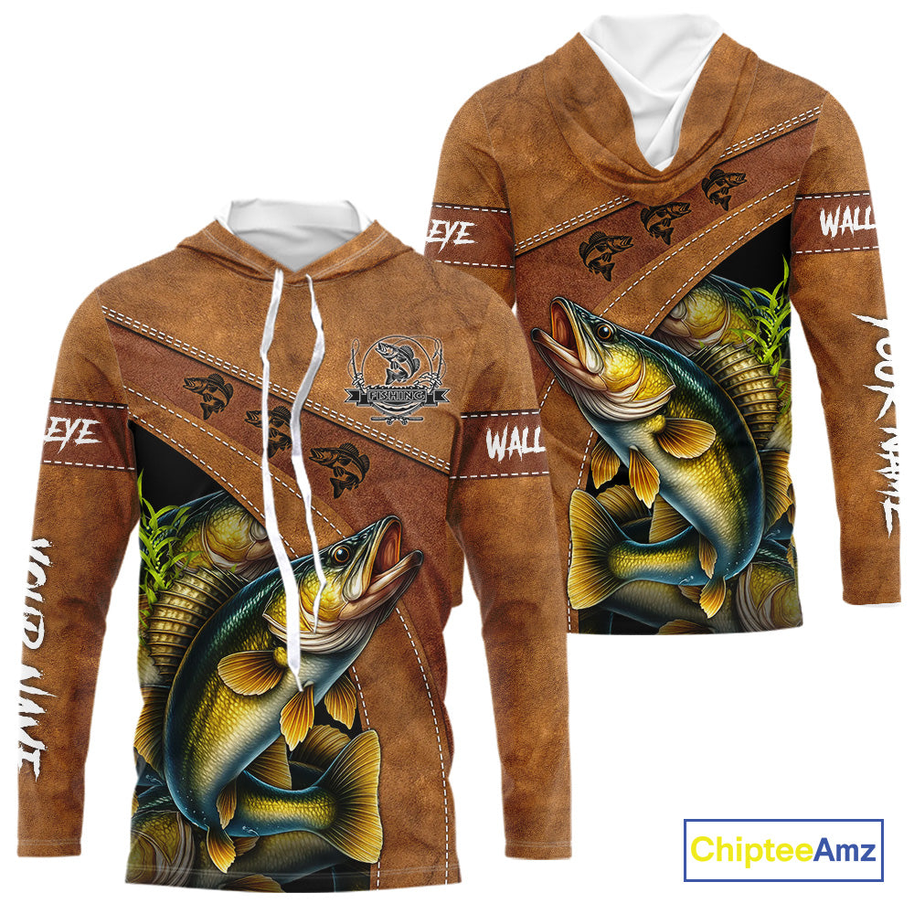 Walleye fishing UV protection custom name fishing shirts, performance shirts for men, women, kid NQS10265