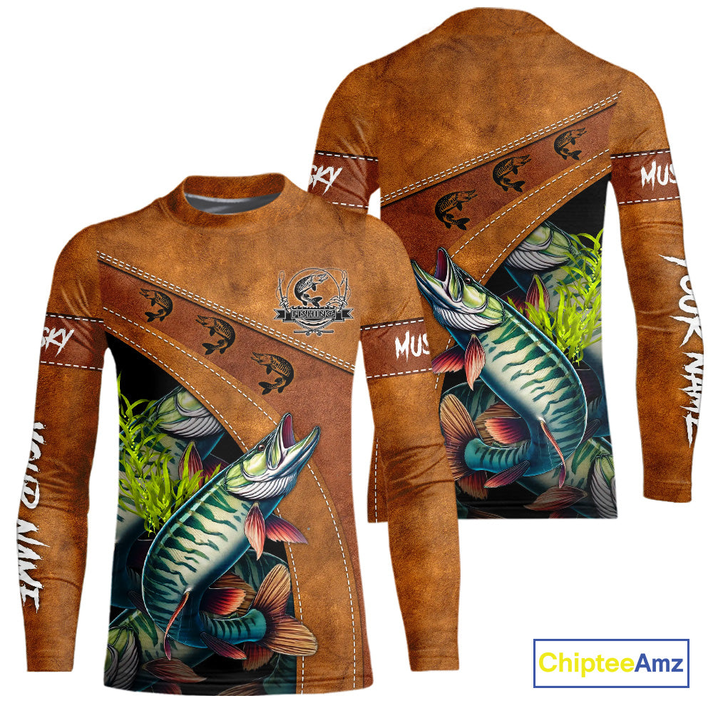 Musky fishing UV protection custom name fishing shirts, performance shirts for men, women, kid NQS10266
