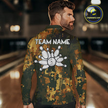 Load image into Gallery viewer, Yellow Camo Bowling Polo, Quarter Zip Shirts For Men Custom Bowling Team Jerseys, Gift For Bowlers NQS10456