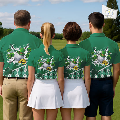 Green argyle pattern St Patrick Golf Polo Golf shirts for Women Custom gifts for the golfer NQS11476
