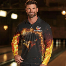Load image into Gallery viewer, Flame Eagle Mens Bowling Polo, Quarter Zip Shirt Custom team Mens bowling outfit gifts for bowlers NQS9708