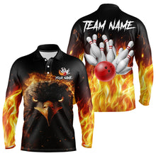 Load image into Gallery viewer, Flame Eagle Mens Bowling Polo, Quarter Zip Shirt Custom team Mens bowling outfit gifts for bowlers NQS9708