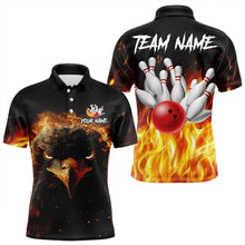 Load image into Gallery viewer, Flame Eagle Mens Bowling Polo, Quarter Zip Shirt Custom team Mens bowling outfit gifts for bowlers NQS9708