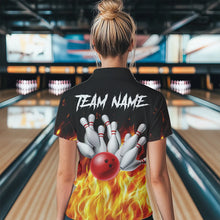 Load image into Gallery viewer, Flame Eagle Women Bowling Polo, Quarter Zip Shirt Custom team ladies bowling outfit gifts for bowlers NQS9708