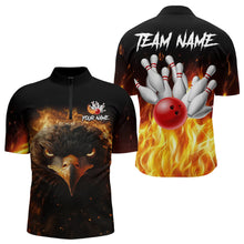 Load image into Gallery viewer, Flame Eagle Mens Bowling Polo, Quarter Zip Shirt Custom team Mens bowling outfit gifts for bowlers NQS9708