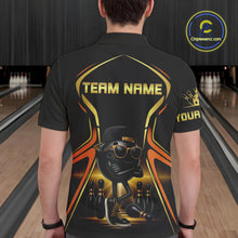 Load image into Gallery viewer, Black and Gold Funny bowling ball and pins Bowling shirts for Men Custom cool bowling team jerseys NQS10273