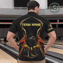 Load image into Gallery viewer, Black and Gold Funny bowling ball and pins Bowling shirts for Men Custom cool bowling team jerseys NQS10273