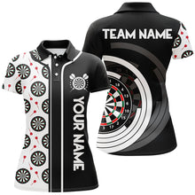 Load image into Gallery viewer, Black and White Dart Board Camo Custom Team Dart Polo, Quarter Zip Shirt For Women, Ladies dart jersey NQS9202
