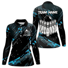 Load image into Gallery viewer, Personalized Blue Camo Bowling Team Shirts For Women Custom Bowling Team jerseys, Gifts For Bowler NQS9718