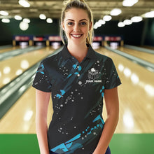 Load image into Gallery viewer, Personalized Blue Camo Bowling Team Shirts For Women Custom Bowling Team jerseys, Gifts For Bowler NQS9718