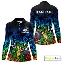 Load image into Gallery viewer, Colorful Funny Alligator Bowling Shirts for Women Custom Bowling Team Jersey, Gift For Bowlers NQS11755