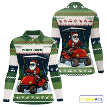 Load image into Gallery viewer, Funny Santa golf ugly Christmas pattern Golf polo shirts for women custom gifts for the golfer NQS11078