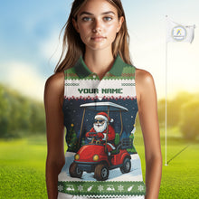Load image into Gallery viewer, Funny Santa golf ugly Christmas pattern sleeveless Golf polo shirt custom gifts for the golfer NQS11078